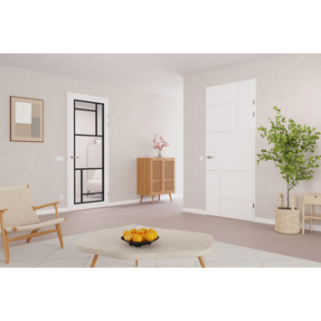 Arne & Bodil binnendeur ABD509 blank glas - extra wit afgelakt - glaslat diep zwart