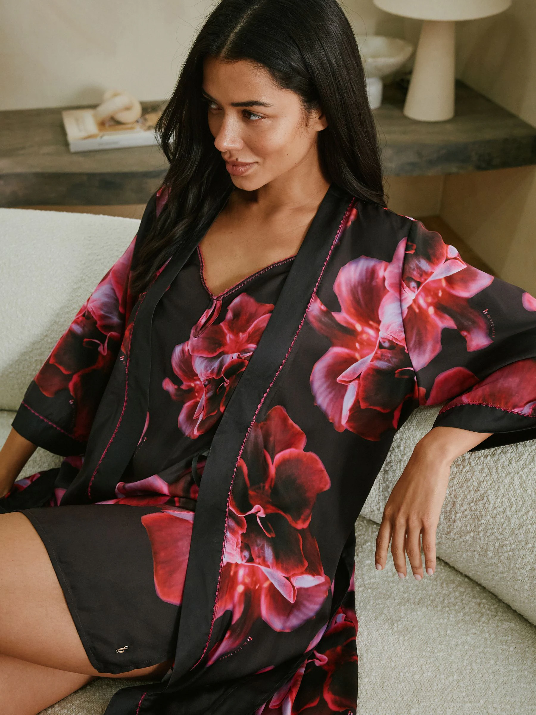 B by Ted Baker Purple Bright Floral Satin Robe