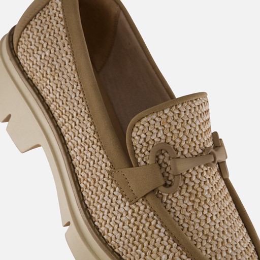 Tamaris Buckle Instappers taupe Textiel