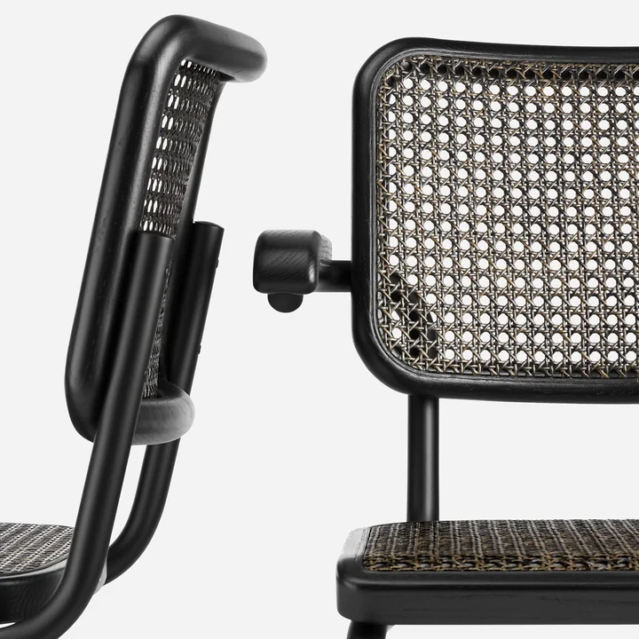 Thonet - S 32 N Stuhl, Chrom / Nussbaum geölt / Netzbespannung schwarz (Pure Materials)