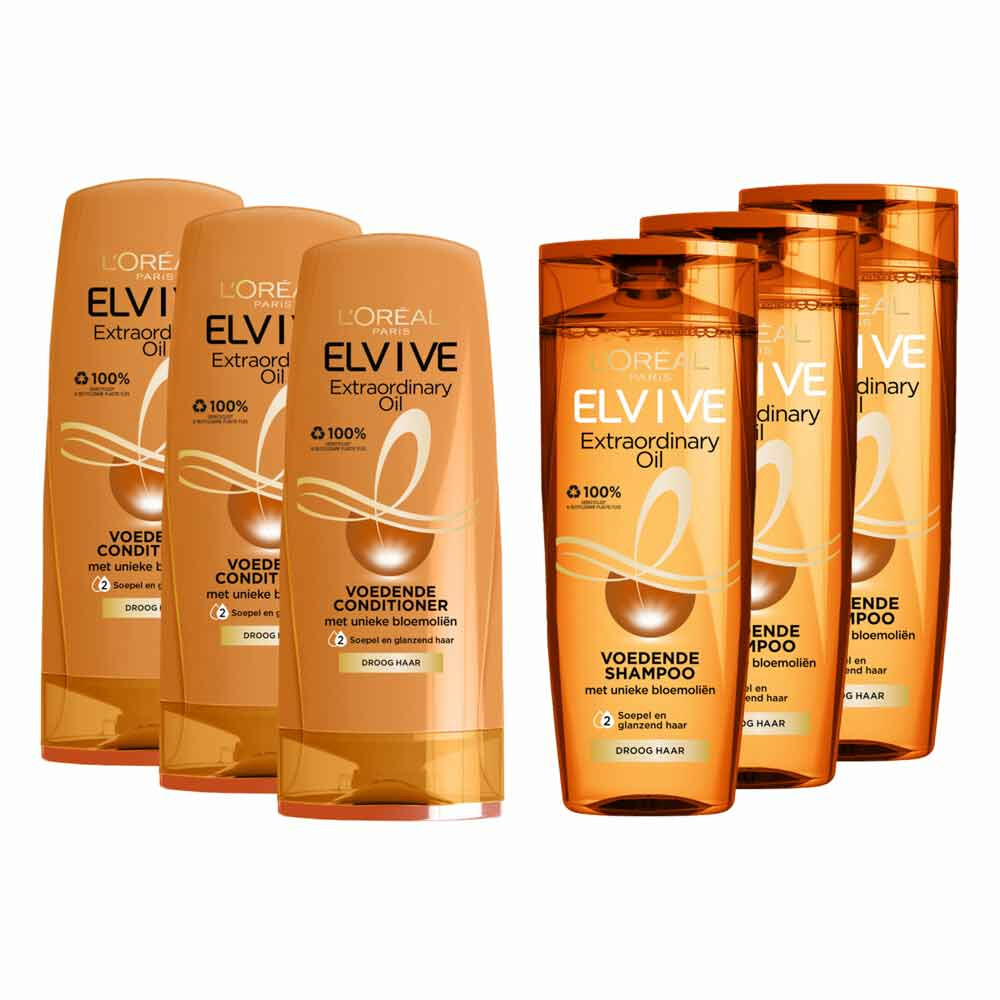L'Oréal Elvive Extraordinary Oil - Shampoo 3x 250 ml & Conditioner 2x 200 ml - Pakket