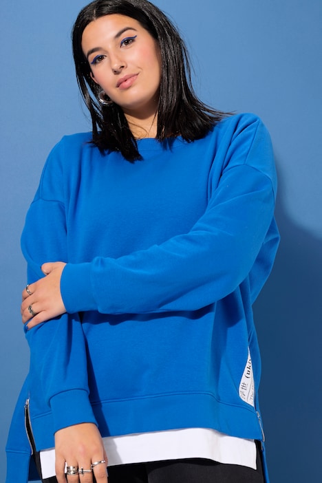 Sweatshirt, oversized, Layering-Look, Seitenzipper
