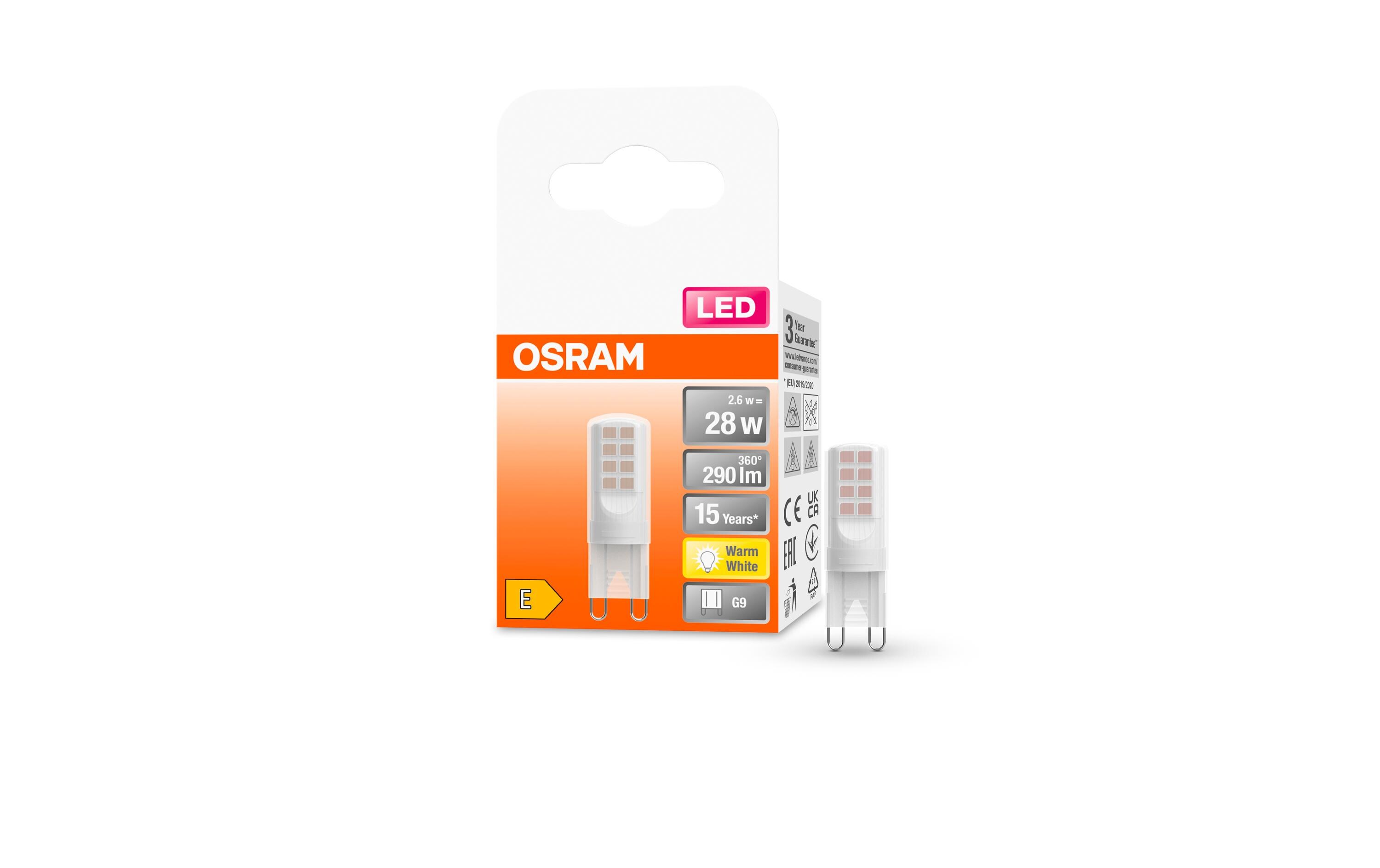 Lampe Pin 28, 2.6W, G9, WarmweissLED-Lampen mit Retrofit-Stecksockel G9