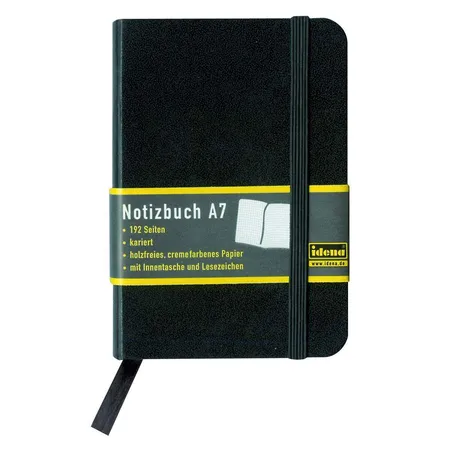 Idena Notizbuch A7, 192 Seiten, schwarz, kariert