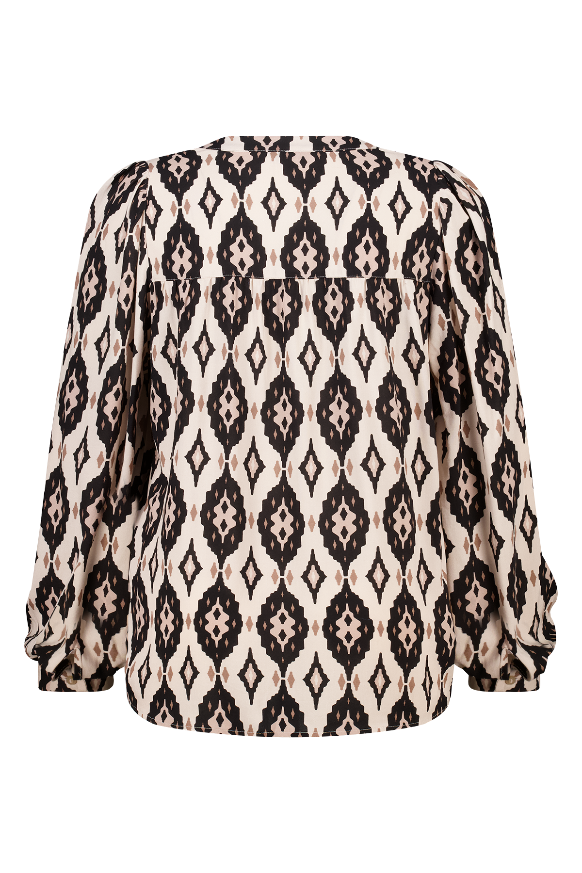 Blouse met print en klosjes Multi zwart-wit