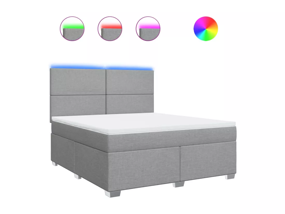 Sommier à lattes de lit avec matelas Gris clair 180x200cm Tissu