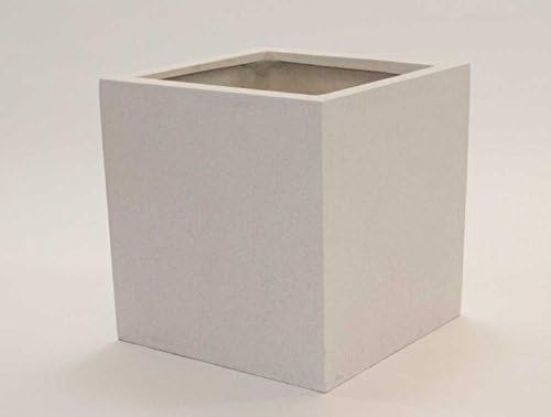 Elegant Einrichten Pflanzkübel, Blumenkübel Fiberglas quadratisch 80x80x80cm Perlmutt weiß.