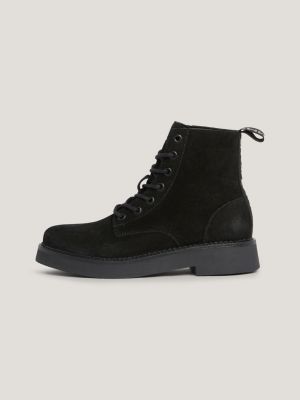 Botas de camurça com cadarço e fita de logo