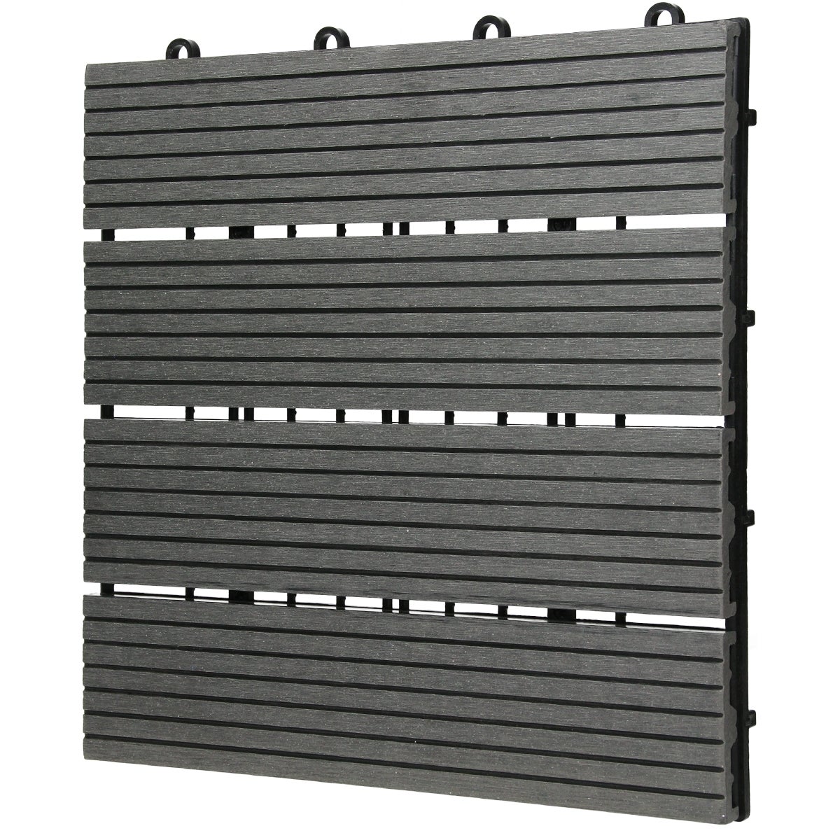 ECD Germany WPC Terrastegels 30x30 cm 44-delige voordeelverpakking voor 4 m² Antraciet houtlook voor tuinbalkonvloeren met drainage- en kliksysteem Terrasplanken Balkontegels Kliktegels Houten tegels