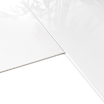Dumaclip wand- en plafondpaneel PVC hoogglans wit 2.4m2, afm. 120 x 25 cm