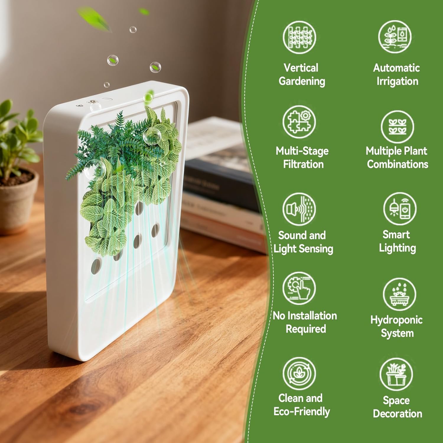 Hydroponisches Anbausystem, Indoor-Garten-Set mit LED-Pflanzenbeleuchtung, erdfrei, mit Geräuschsensor, dreifach gefiltertem Licht und App-Steuerung für 16 Pflanzen - ideal für Zuhause und Büro
