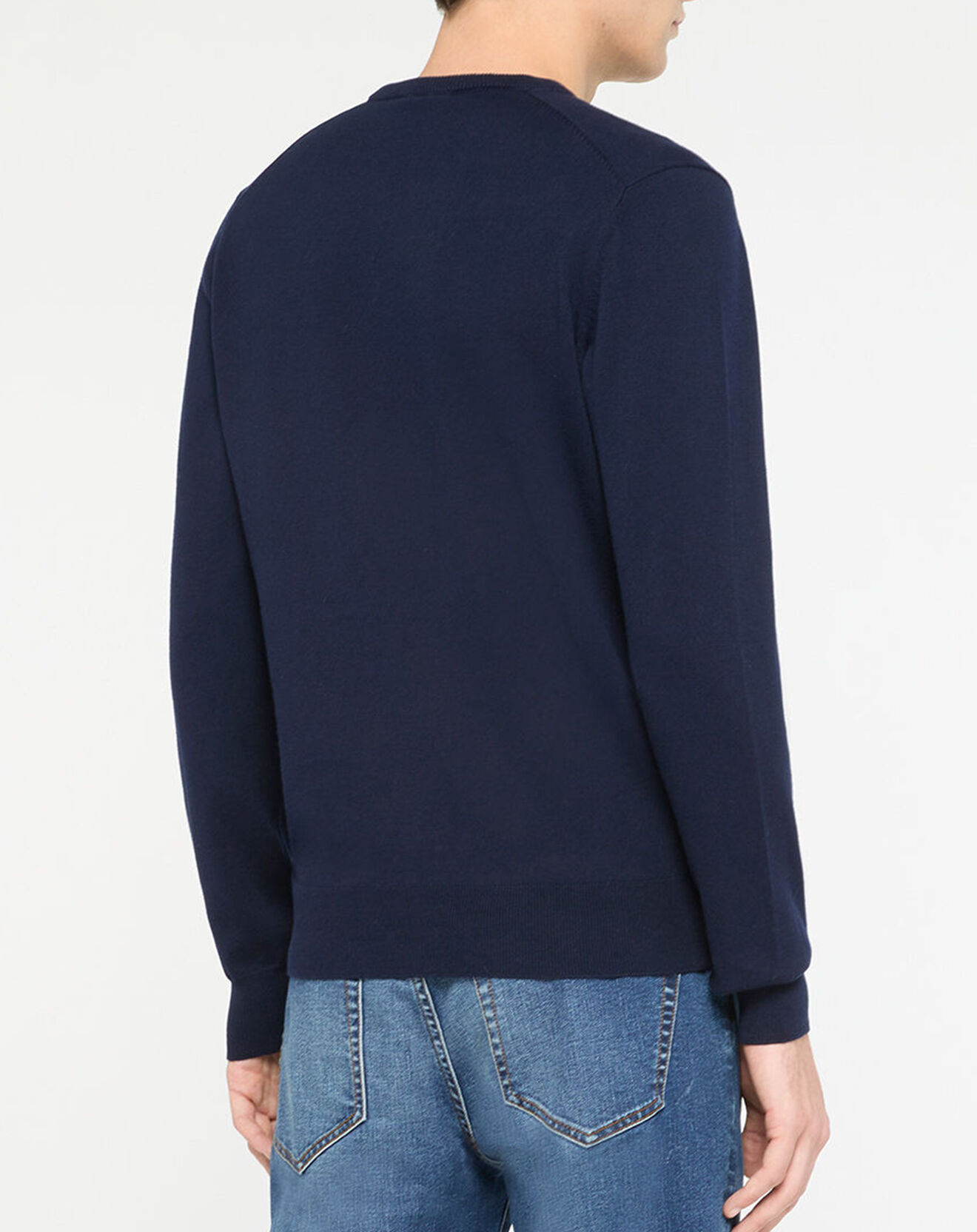 Hackett London Pull en Coton & Soie col V bleu marine