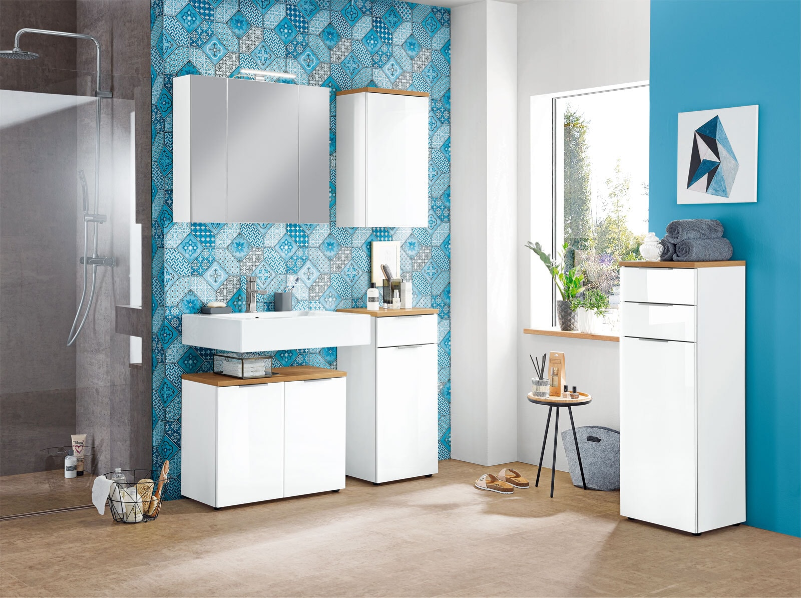 CASAVANTI Wandschrank CARA 39 x 69 x 27 cm weiß/braun