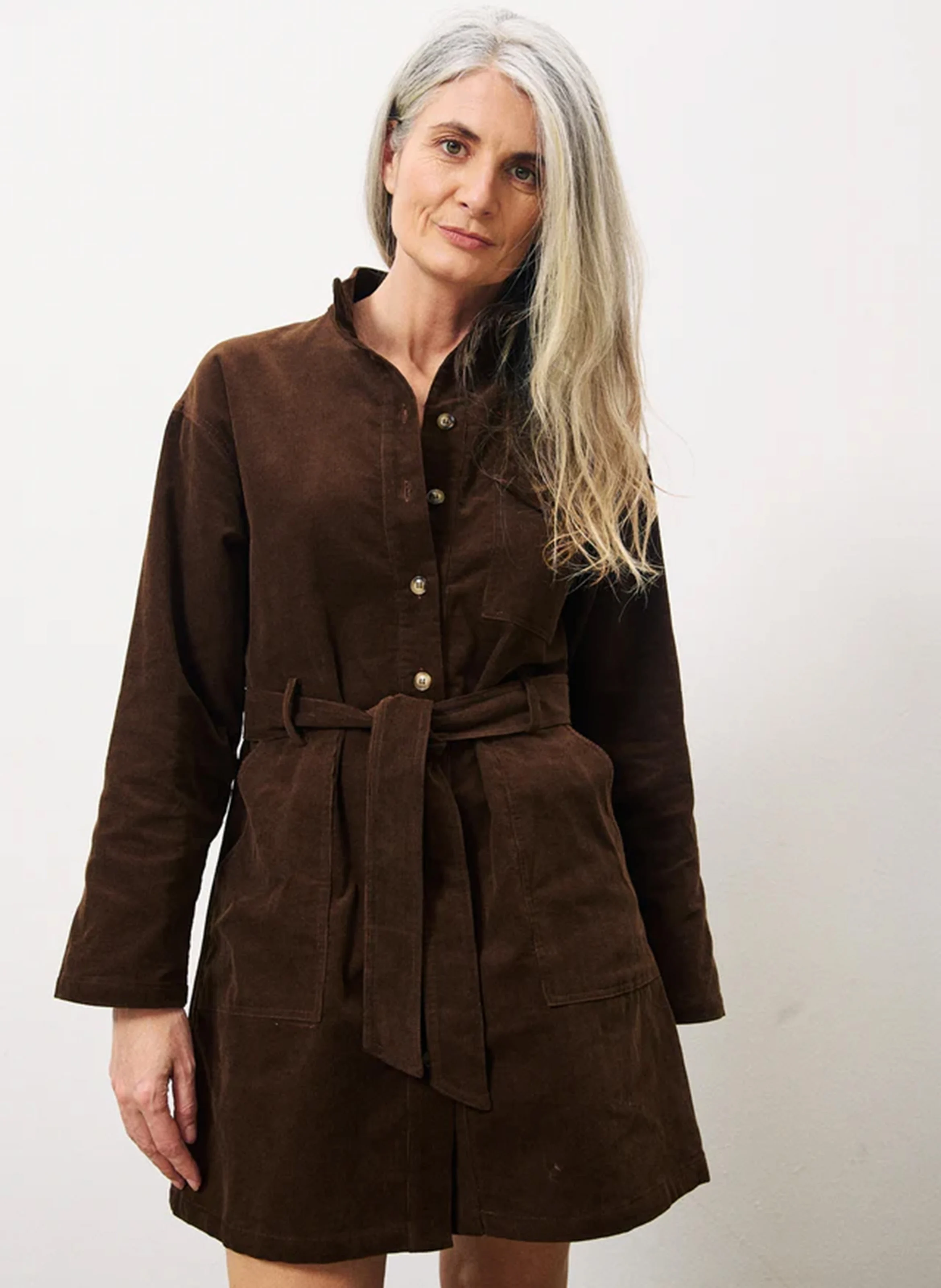 CLOELIA - Robe courte col montant en coton | Rouge