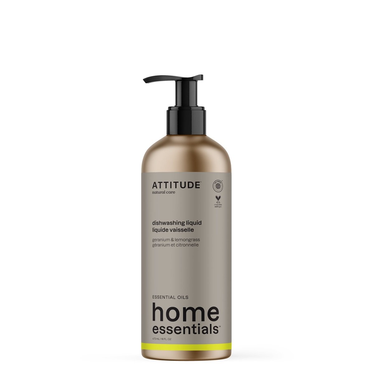 Attitude Home Essentials Afwasmiddel Geranium & Citroengras Aluminium Fles (473 ml)