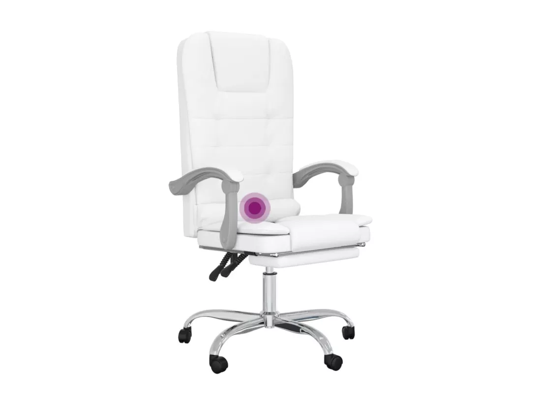 Fauteuil de massage inclinable de bureau Blanc Similicuir