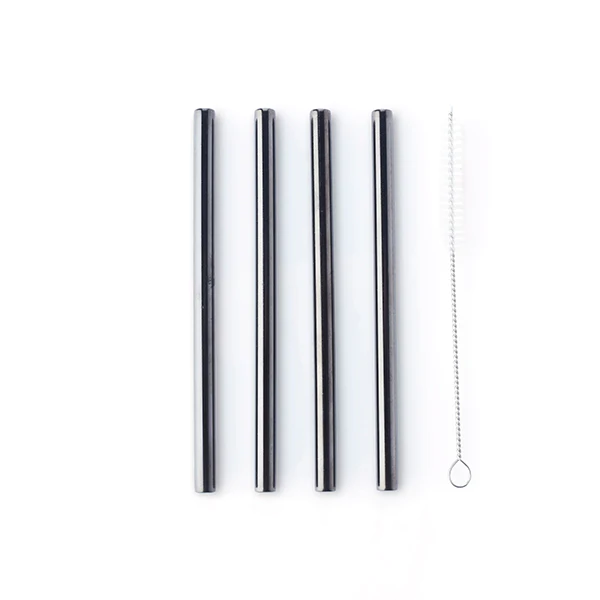 Set de 4 petites pailles courtes en inox avec brosse Point Virgule