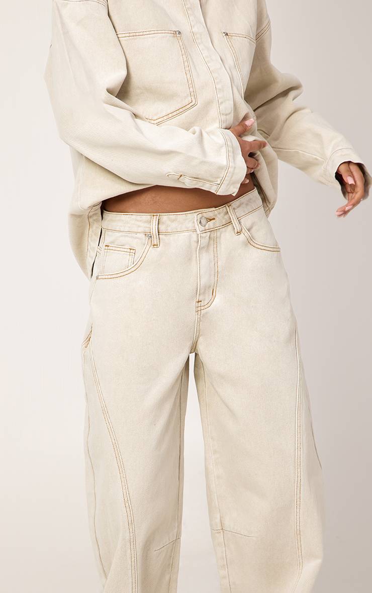 Washed Stone Jean Slouchy À Détails De Coutures