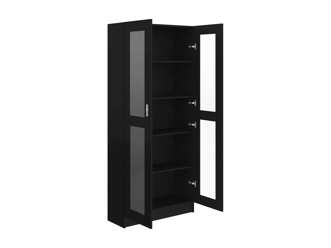Armoire à vitrine Noir 82,5x30,5x185,5 cm Bois d’ingénierie