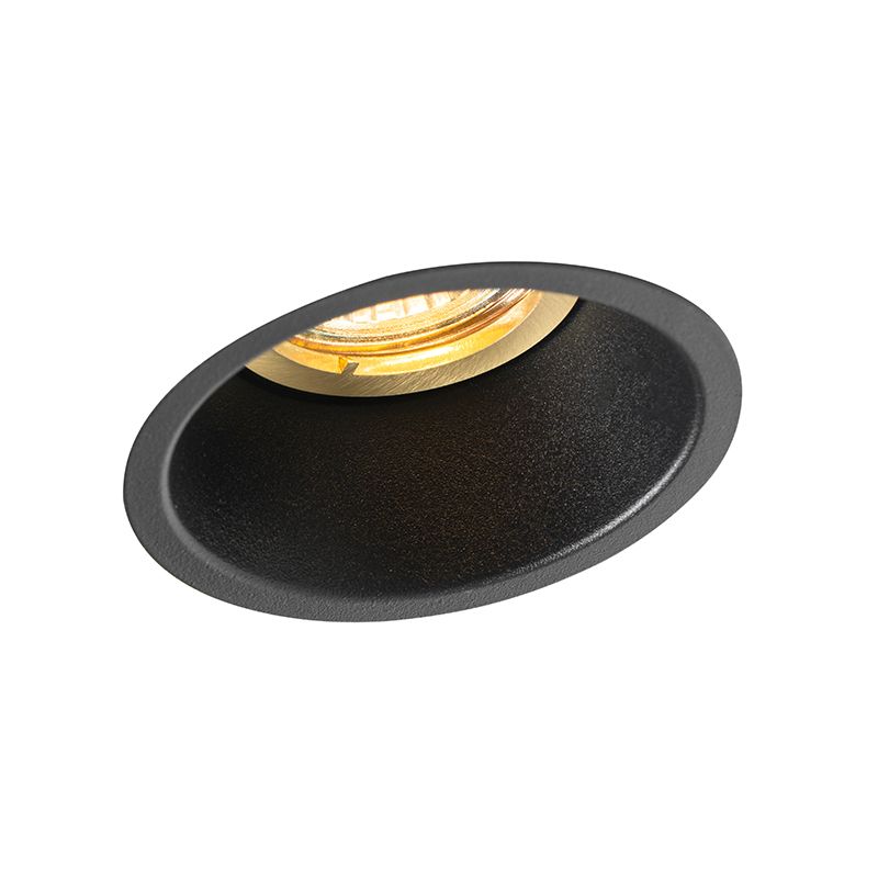 Moderne inbouwspot zwart met goud draai- en kantelbaar - Alloy