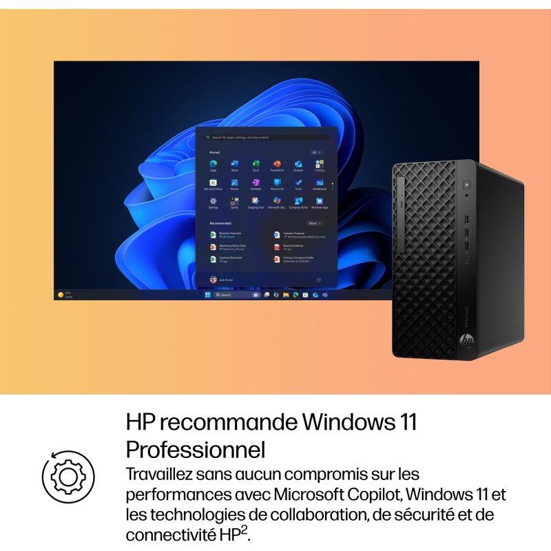 HP ProDesk 4 Tower G1i Desktop AI PC Intel Core Ultra 5 225 32 Go DDR5-SDRAM 1 To SSD Windows 11 Pro Noir