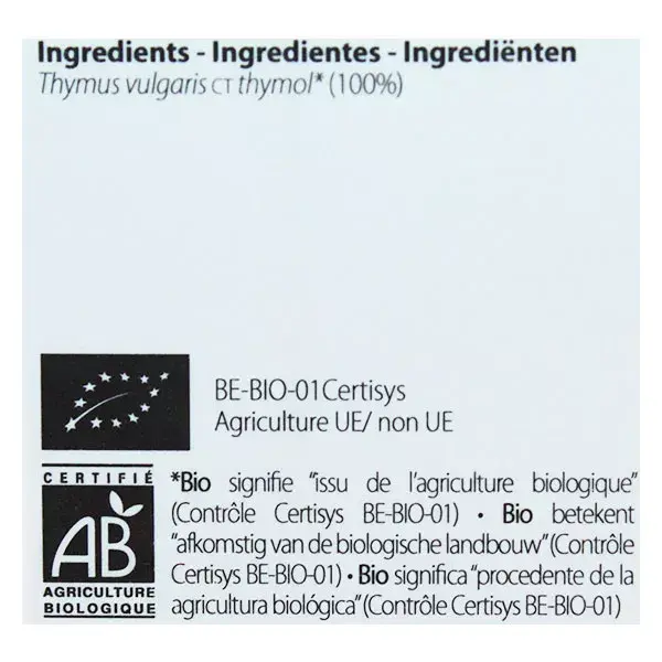Óleo Essencial Orgânico de Tomilho Comum com Timol Pranarom 5ml