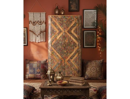 GINER Y COLOMER - Armoire en bois de manguier massif à deux portes -170x90x48