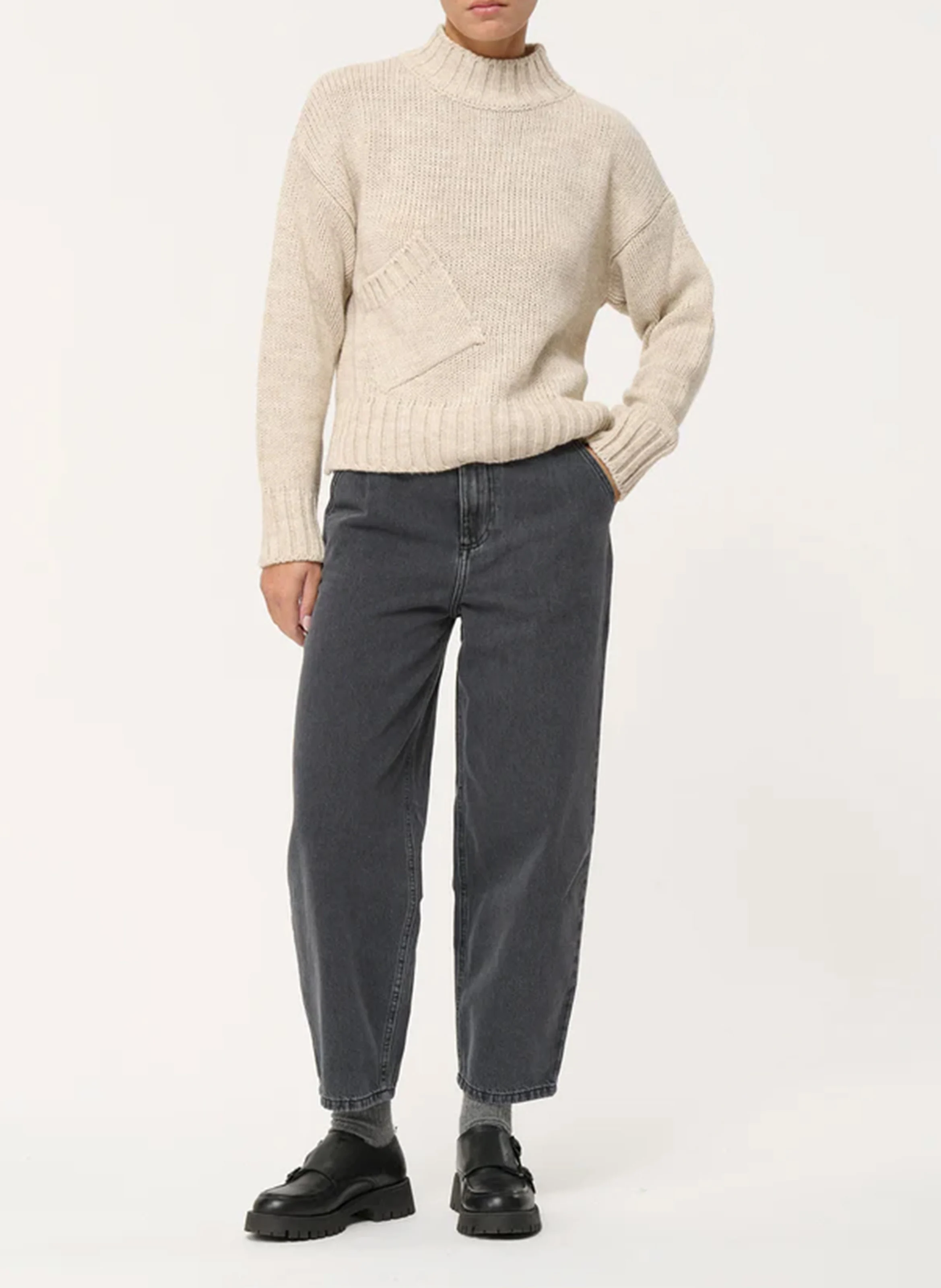 Jean mom en coton bio | Gris
