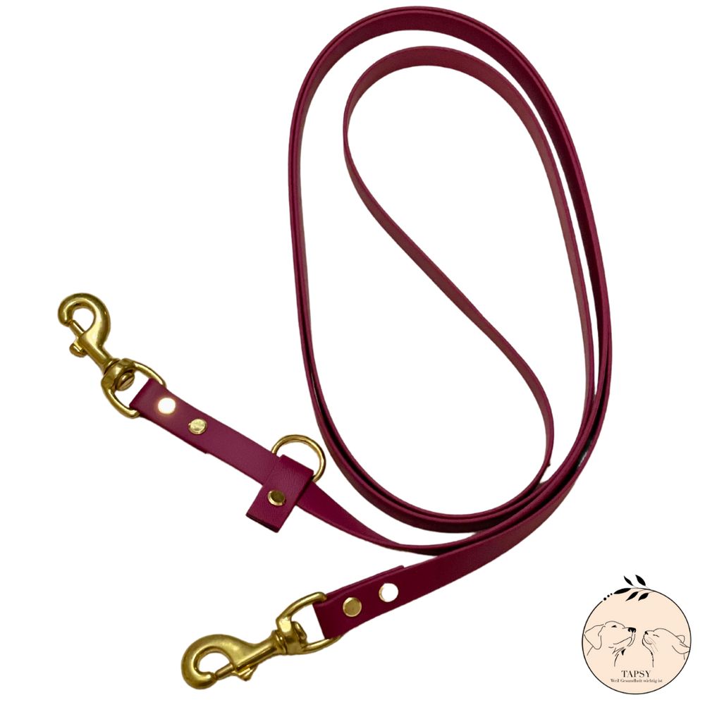 Tapsy Biothane Hundeleine Weinrot mit Traffic Handle