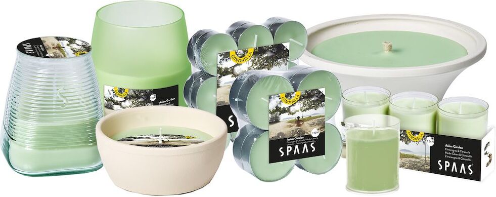 Spaas citronellakaars Asian Garden fruitig groen 9 uur D 17,5 H 7,5 cm