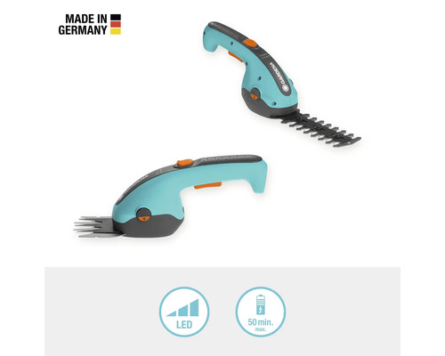 GARDENA ClassicCut Li 2,5Ah accugrasschaar incl. USB-C-laadkabel en struikschaaropzetstuk