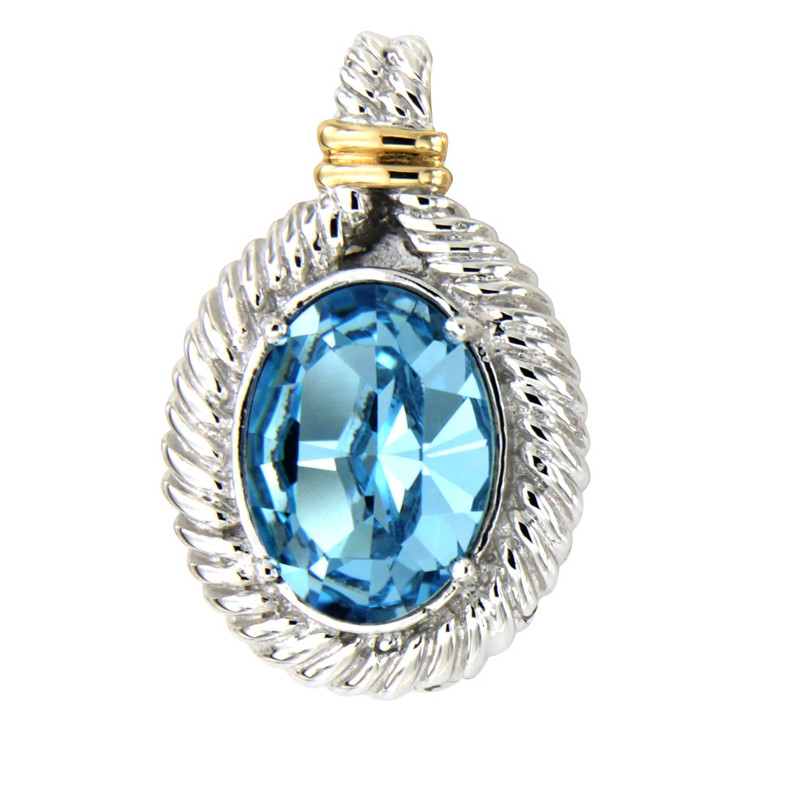 Pendentif en Argent 925 orné de cristal de Swarovski Bleu
