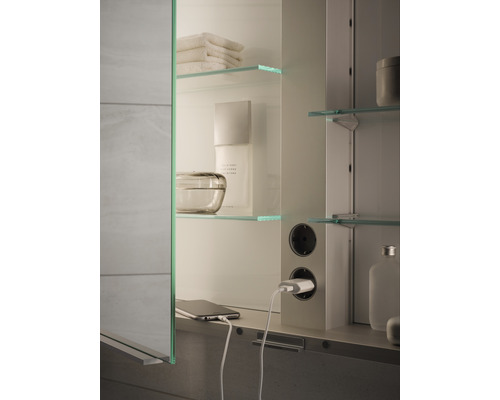 KEUCO Royal Match spiegelkast 65 x 16 x 70 cm aluminiumkleurig 2-deurs LED IP 20