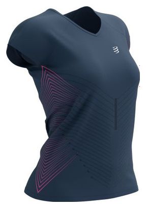 Maillot manches courtes Femme Compressport Performance Bleu/Rose