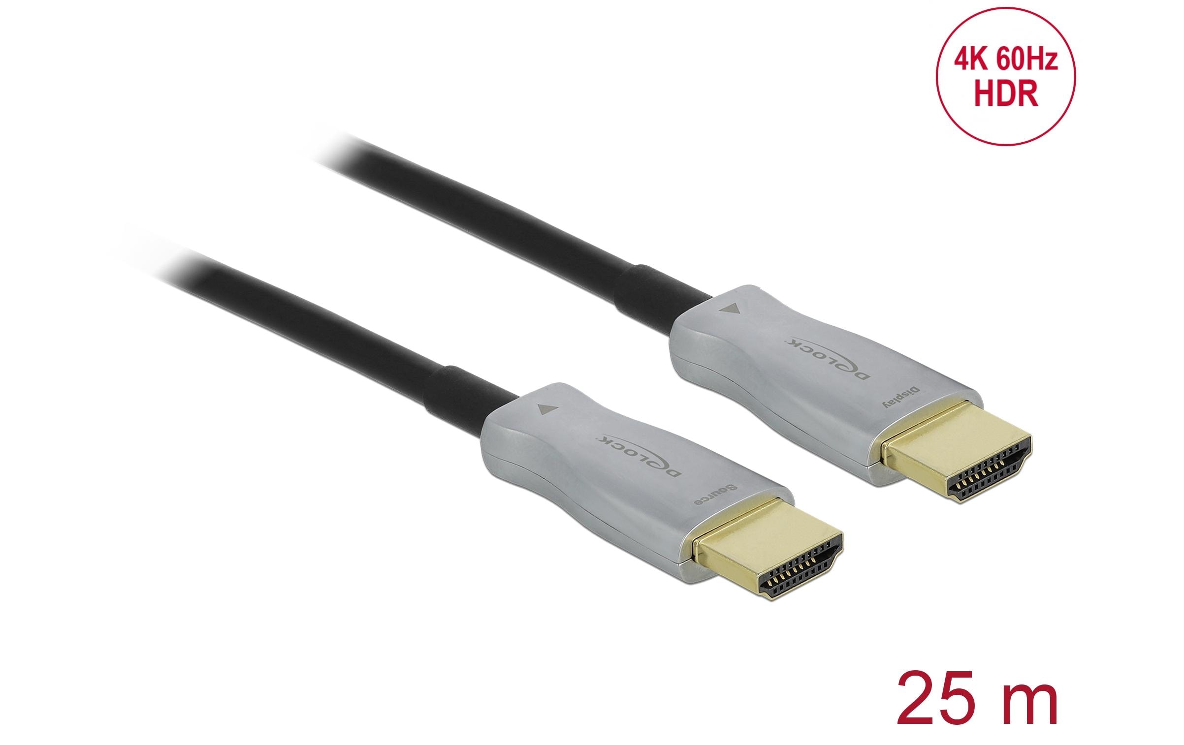 Optisches Kabel 4K 60Hz HDMI - HDMI, 25 m, SchwarzDelock Aktives Optisches Kabel HDMI 4K 60 Hz 25 m