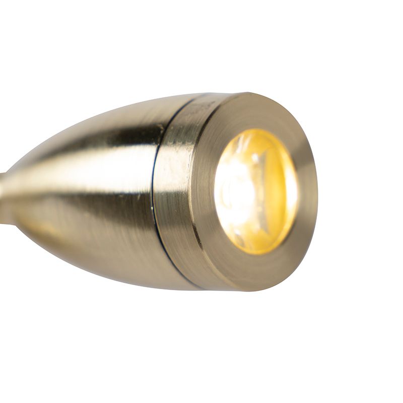 Gouden wandlamp USB met witte kap - Brescia Combi