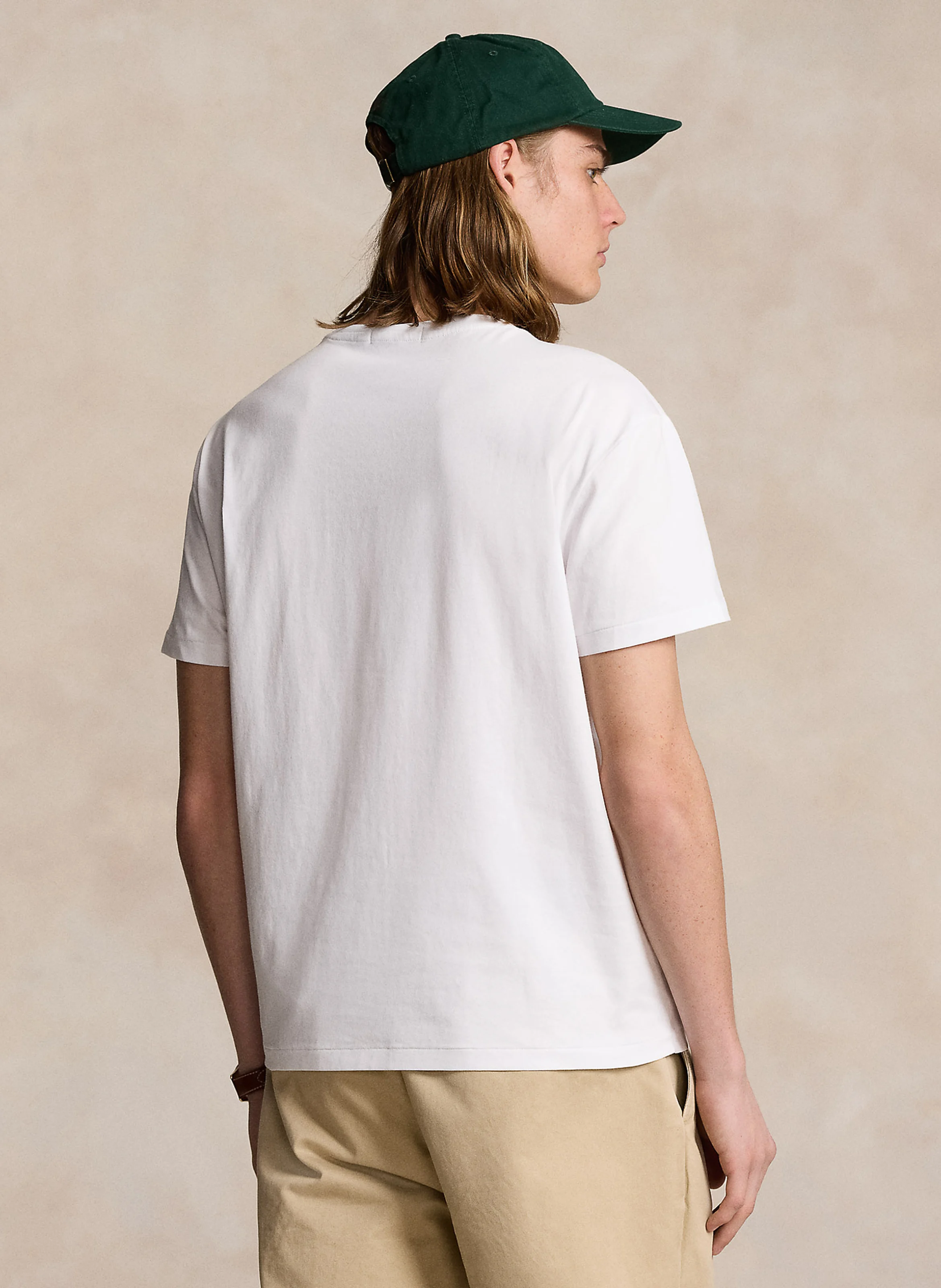 Tee-shirt col rond logo brodé en coton | Blanc