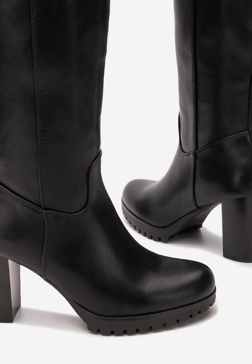 Bottes à talon carré noires Lorisea