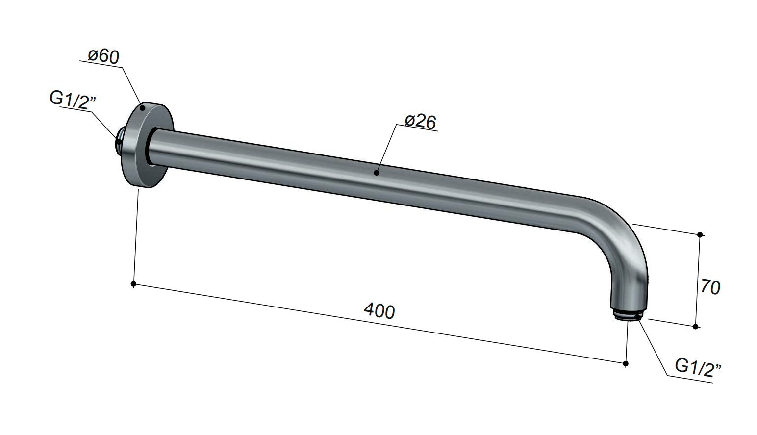 Hotbath Mate M450 wandarm rond 40cm chroom