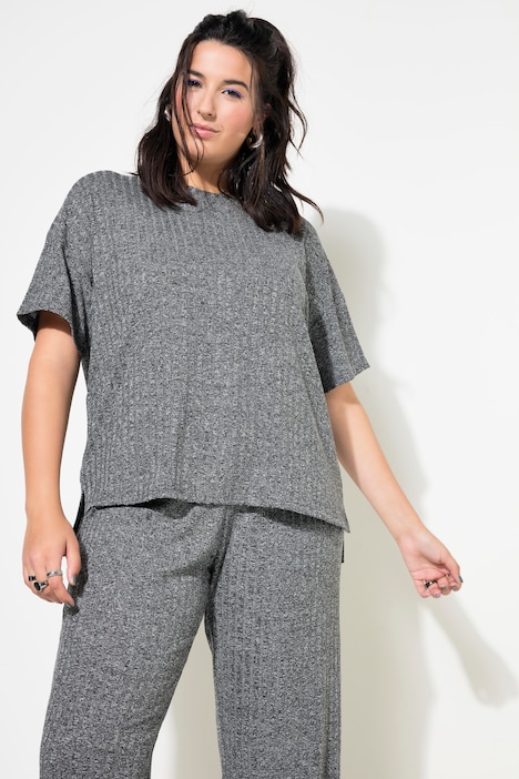 Schlafanzug, Zweiteiler, Rippjersey, Halbarm, lange Hose