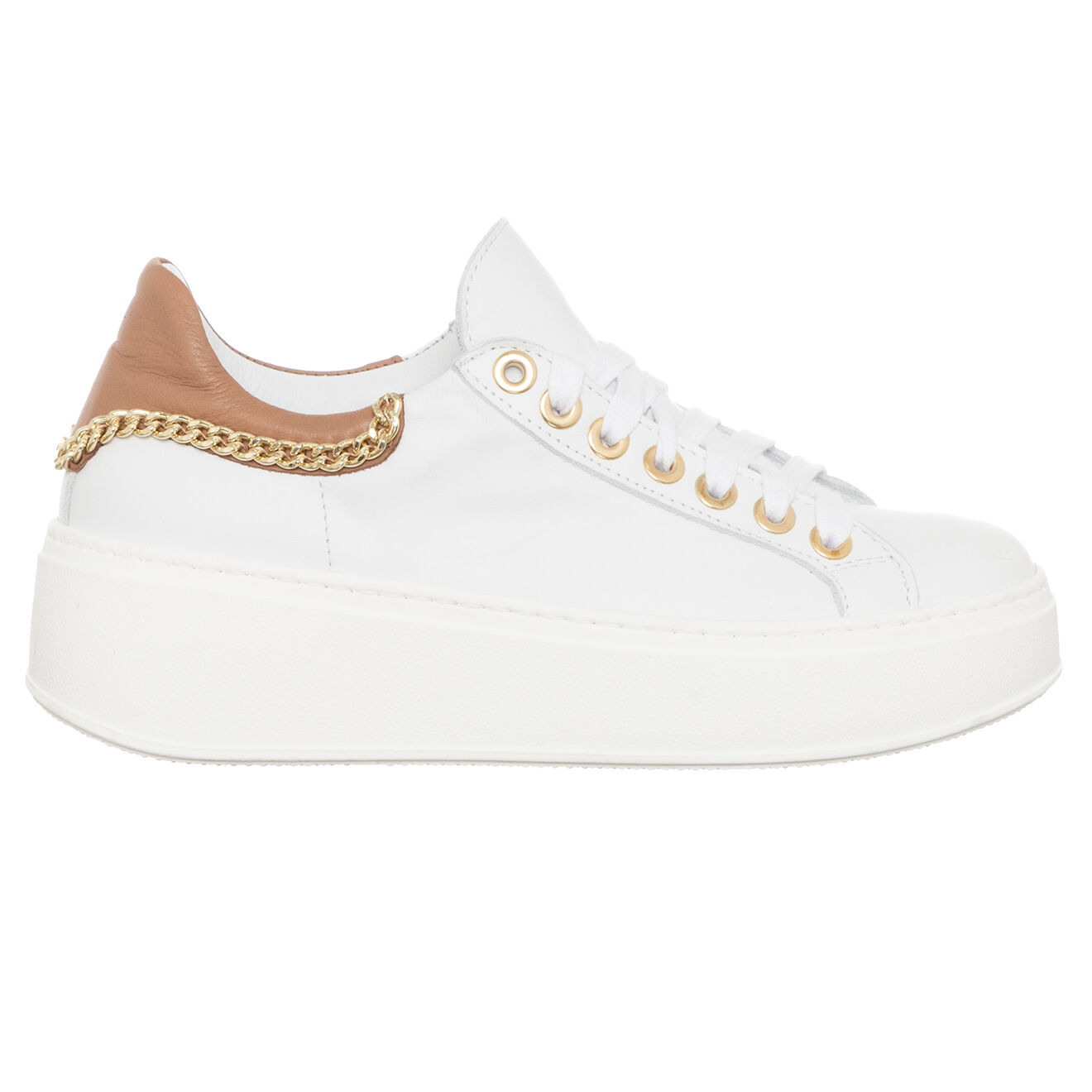 Loretta Pettinari Sneakers en Cuir Odena blanc/beige