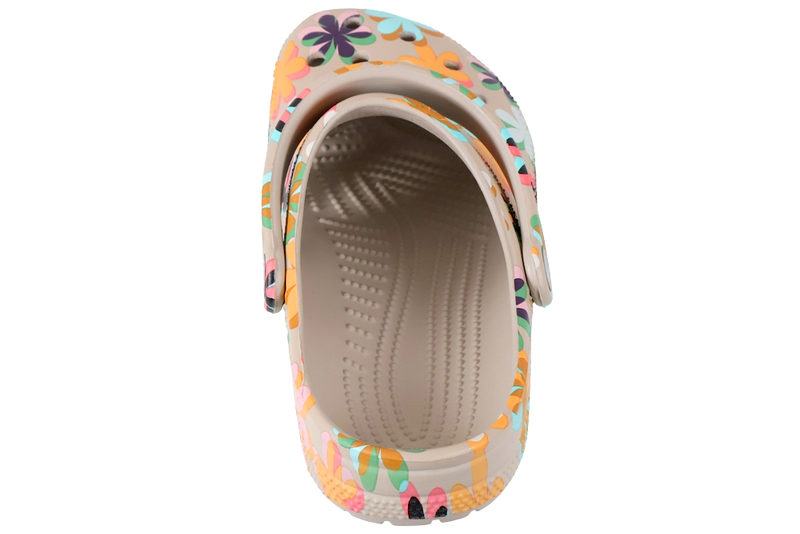 CROCS CLASSIC RETRO SUMMER CLOG I BEIGE GUMMI MED BLOMSTER