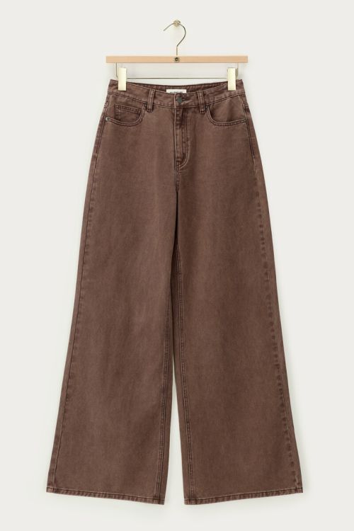 Bruine wide leg jeans met wassing