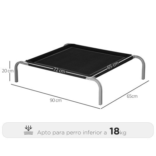 Cama elevada para cães PawHut, preta
