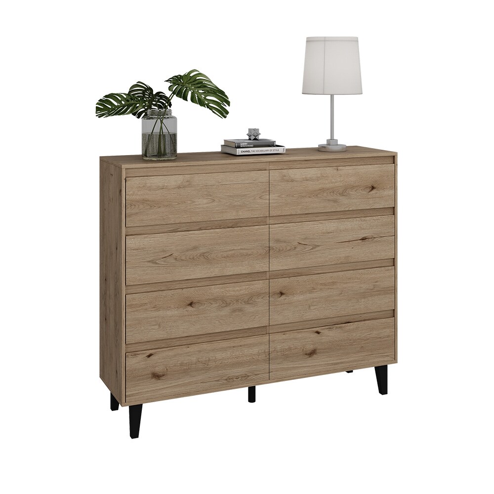Vicco Sideboard Bahia Eiche 139 x 117 cm mit 8 Schubladen