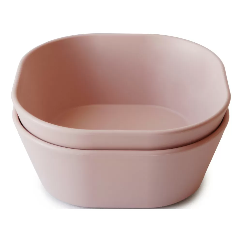 Mushie Skål Firkant Blush - 2 stk.