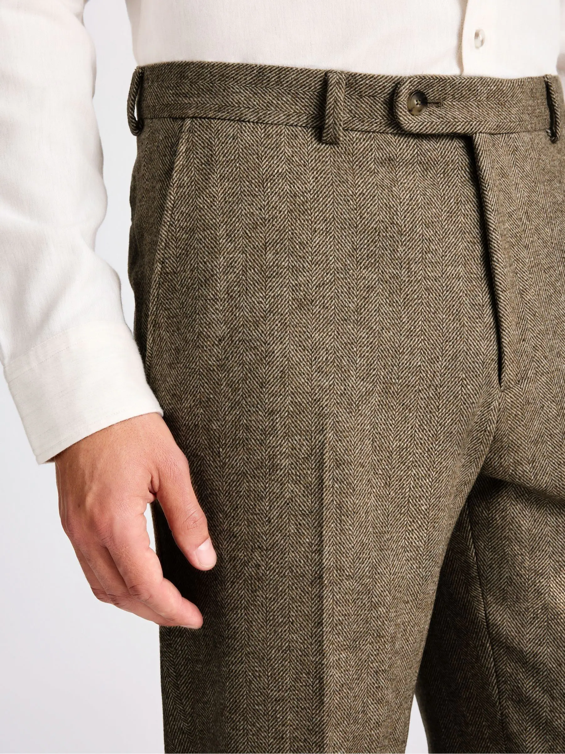 MOSS Tailored Fit Herringbone Tweed Trousers