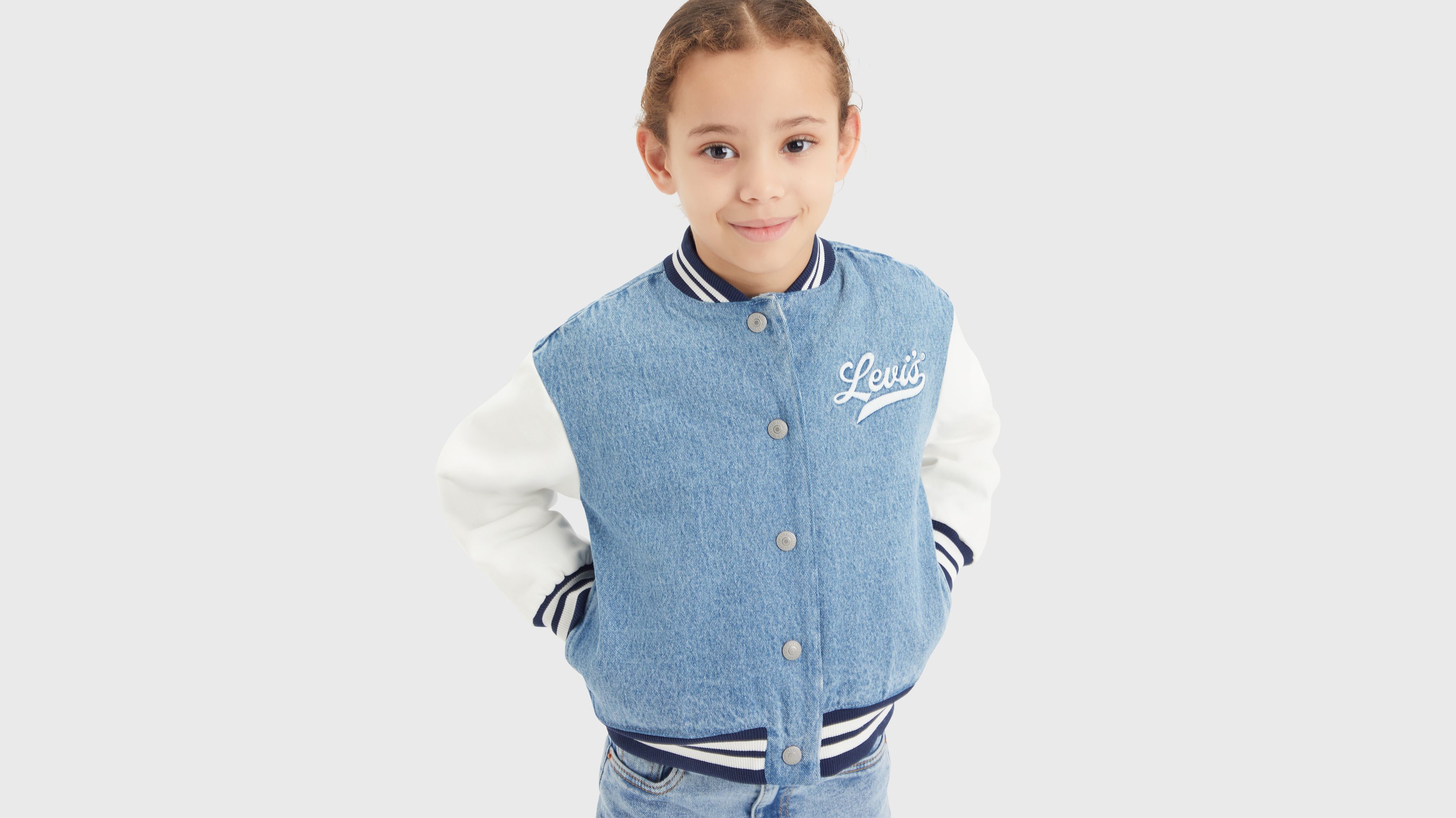 Enfant veste blouson d’aviateur denim - Vibe Check - Bleu