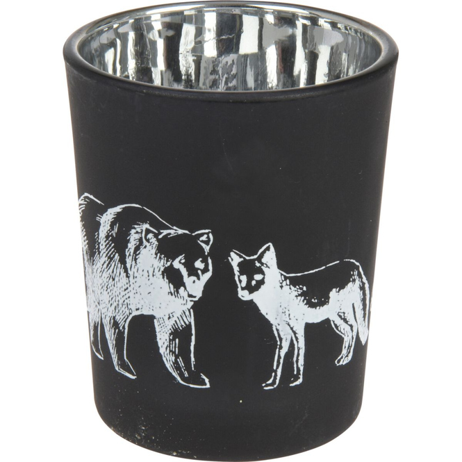 Teelichtglas - silber oder schwarz - ca. 7 cm