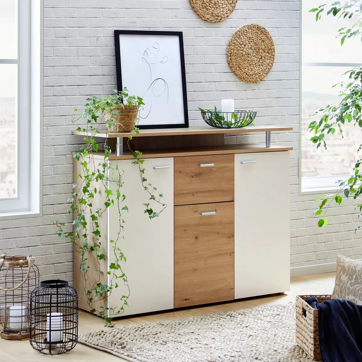 Kommode Leon weiss,Artisan Eiche